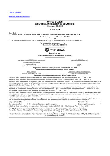 Thumbnail Primerica
 10-K Annual Report 