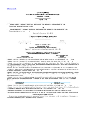 Thumbnail Cooper Standard 10-K Annual Report 