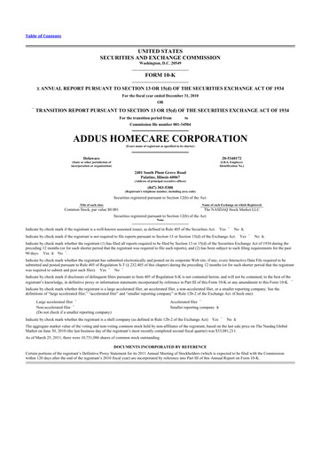Thumbnail 
Addus HomeCare 10-K Annual Report 