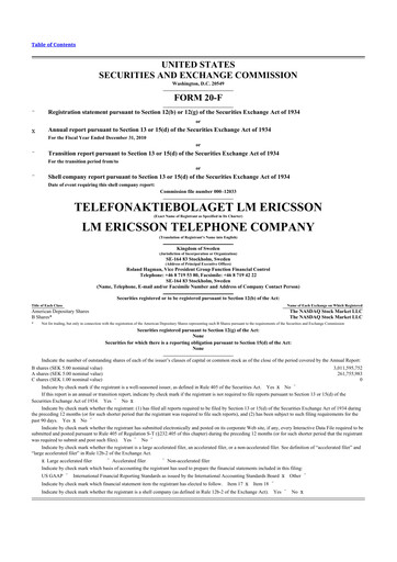 Vorschaubild Ericsson 20-F Jahresbericht 