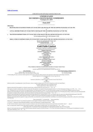 Thumbnail Gold Fields
 20-F Annual Report 2010