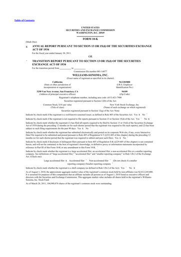 Thumbnail Williams-Sonoma 10-K Annual Report 2010