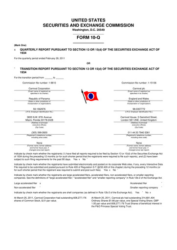 Thumbnail Carnival Corporation 10-Q Quarterly Report FY 
