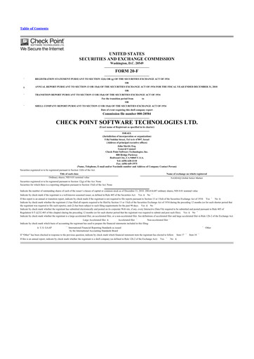 Thumbnail Check Point Software 20-F Annual Report 2010