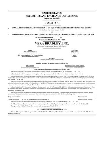 Thumbnail Vera Bradley
 10-K Annual Report 