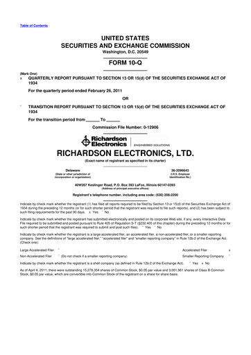 Thumbnail Richardson Electronics 10-Q Quarterly Report FY 
