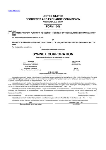 Thumbnail TD Synnex 10-Q Quarterly Report FY 