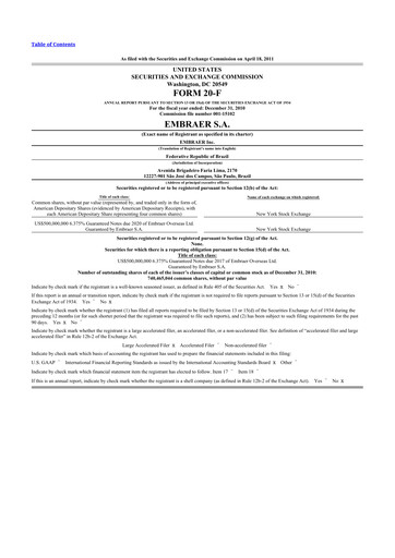 Thumbnail Embraer 20-F Annual Report 