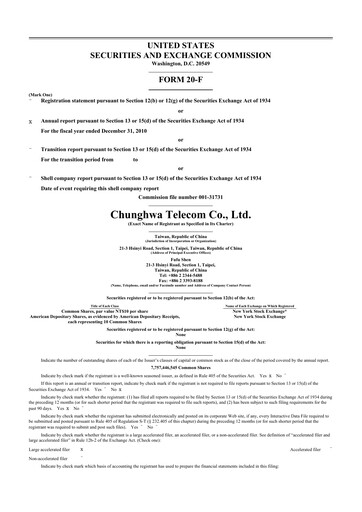 Thumbnail Chunghwa Telecom 20-F Annual Report 