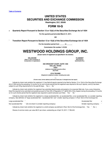 Vorschaubild Westwood Holdings Group 10-Q Quartalsbericht  