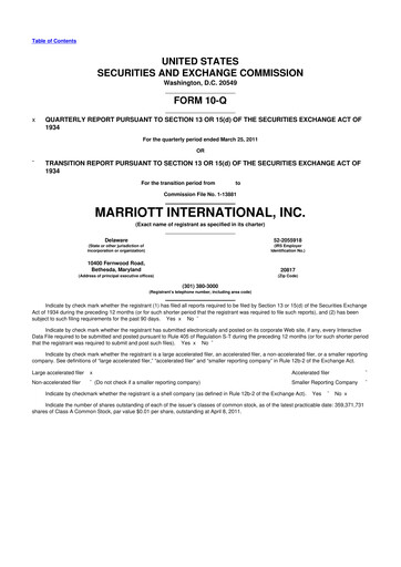 Thumbnail Marriott International 10-Q Quarterly Report FY2011 