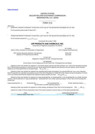 Thumbnail Air Products and Chemicals 10-Q Quarterly Report FY2011 
