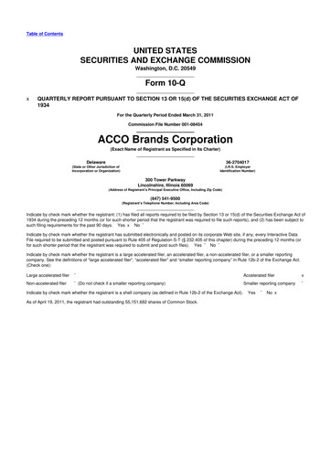 Thumbnail Acco Brands 10-Q Quarterly Report FY 