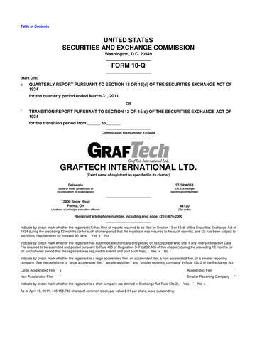 Miniature GrafTech 10-Q Rapport trimestriel 2011 