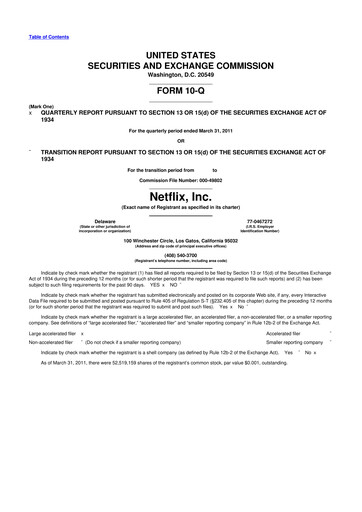 Vorschaubild Netflix 10-Q Quartalsbericht 2011 