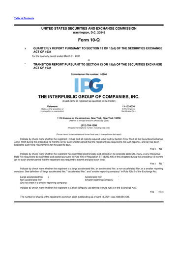 Thumbnail The Interpublic Group of Companies 10-Q Quarterly Report FY2011 