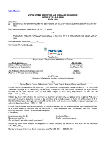 Thumbnail Pepsico 10-Q Quarterly Report FY2011 
