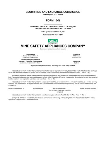 Thumbnail MSA Safety 10-Q Quarterly Report FY2011 