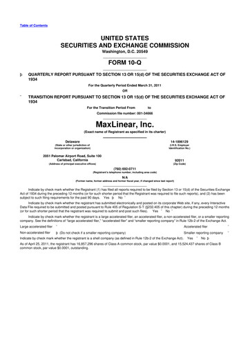 Thumbnail MaxLinear 10-Q Quarterly Report FY 
