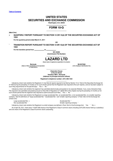 Thumbnail Lazard 10-Q Quarterly Report FY2011 