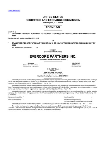 Vorschaubild Evercore 10-Q Quartalsbericht  
