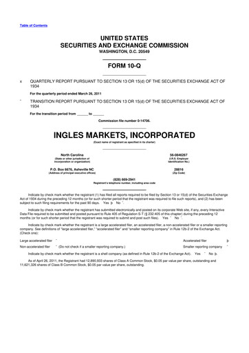 Miniature Ingles Markets 10-Q Rapport trimestriel  