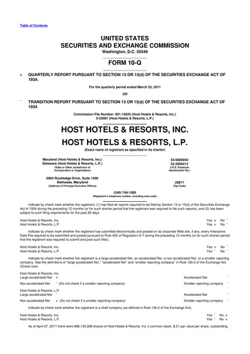 Thumbnail Host Hotels & Resorts
 10-Q Quarterly Report FY2011 
