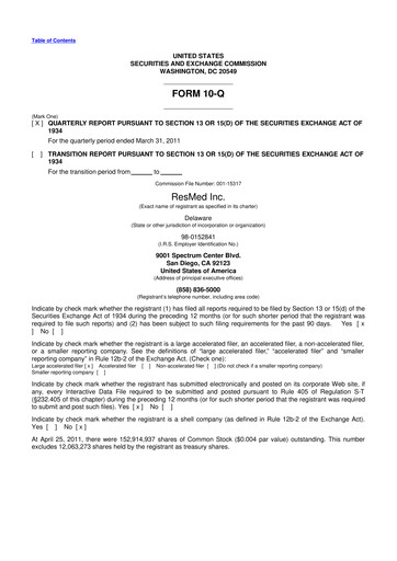 Thumbnail ResMed 10-Q Quarterly Report FY2011 