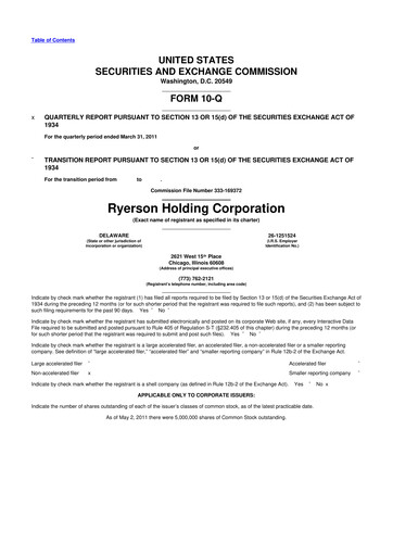 Thumbnail Ryerson 10-Q Quarterly Report FY 