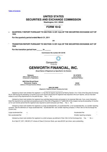 Thumbnail Genworth Financial
 10-Q Quarterly Report FY2011 