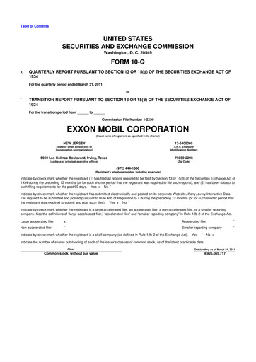 Thumbnail Exxon Mobil 10-Q Quarterly Report FY2011 