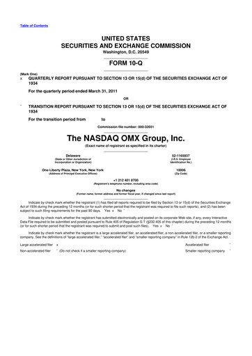 Thumbnail Nasdaq 10-Q Quarterly Report FY2011 