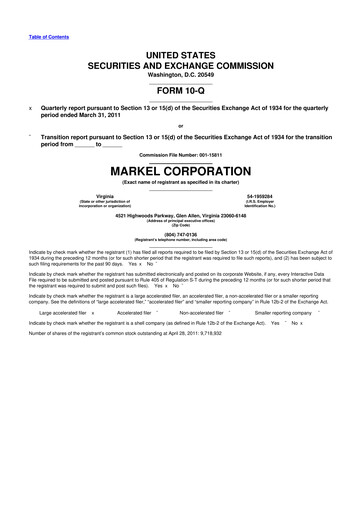 Thumbnail Markel Group 10-Q Quarterly Report FY2011 