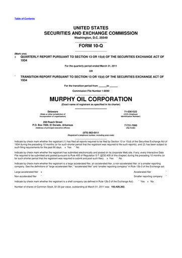 Thumbnail Murphy Oil
 10-Q Quarterly Report FY2011 