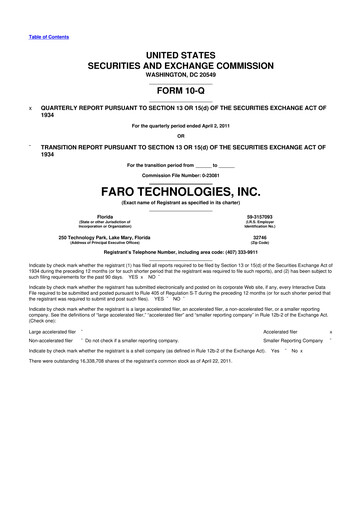 Thumbnail Faro Technologies
 10-Q Quarterly Report FY2011 