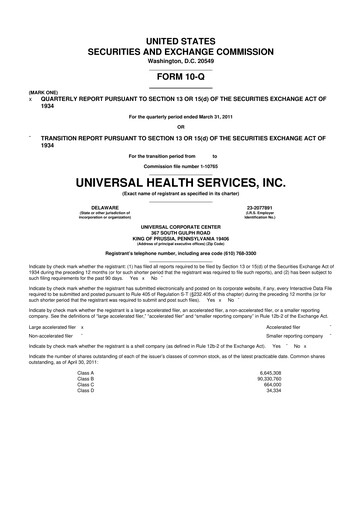 Thumbnail Universal Health Services
 10-Q Quarterly Report FY2011 