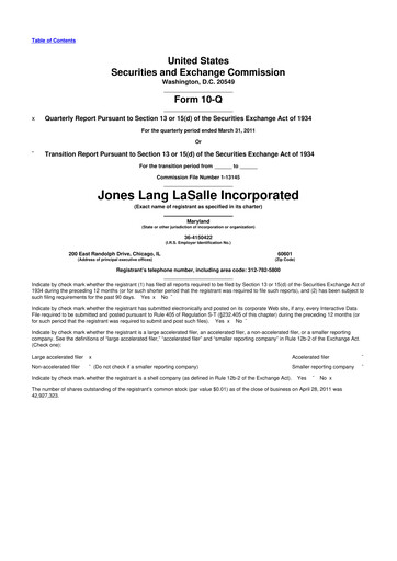 Thumbnail Jones Lang LaSalle 10-Q Quarterly Report FY2011 