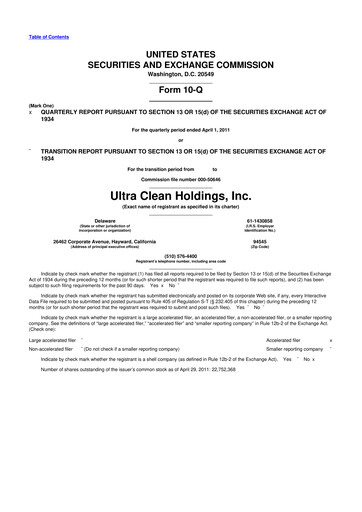 Vorschaubild UCT (Ultra Clean Holdings) 10-Q Quartalsbericht  