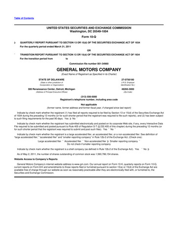 Miniature General Motors 10-Q Rapport trimestriel  