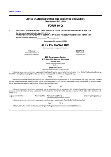 Thumbnail Ally Financial 10-Q Quarterly Report FY 