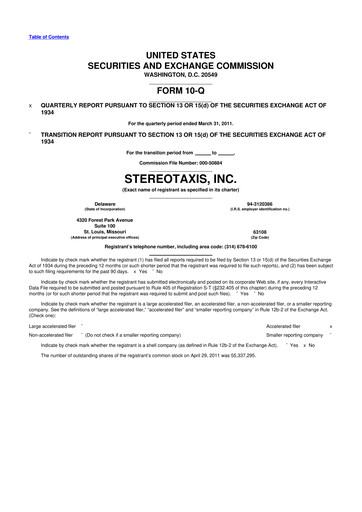 Thumbnail Stereotaxis 10-Q Quarterly Report FY 