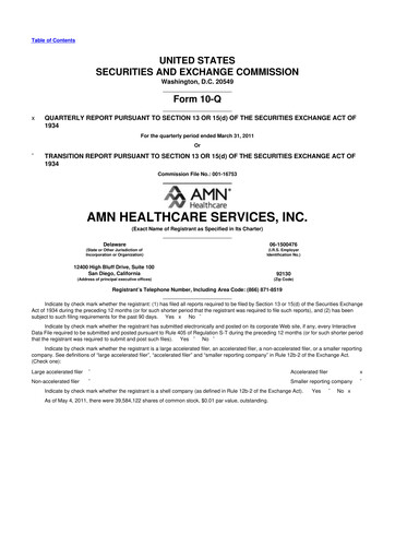 Thumbnail AMN Healthcare Services 10-Q Quarterly Report FY 