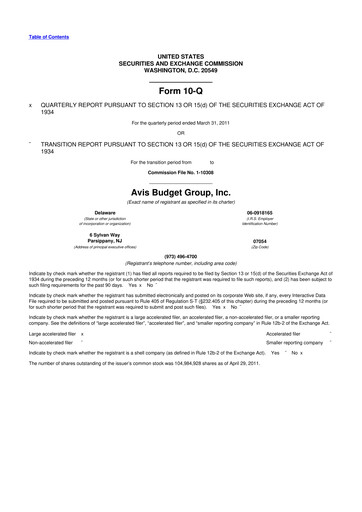 Thumbnail Avis Budget Group
 10-Q Quarterly Report FY2011 