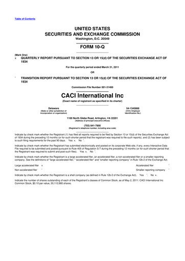 Thumbnail CACI International Inc 10-Q Quarterly Report FY2011 