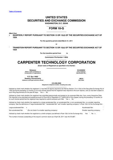 Thumbnail Carpenter Technology 10-Q Quarterly Report FY2011 