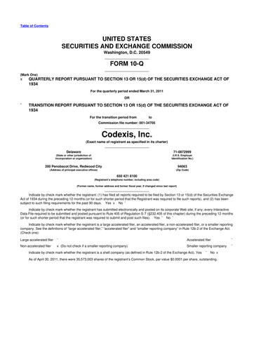 Thumbnail Codexis
 10-Q Quarterly Report FY 