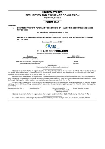 Thumbnail AES 10-Q Quarterly Report FY2011 