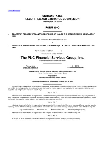 Thumbnail PNC Financial Services 10-Q Quarterly Report FY2011 