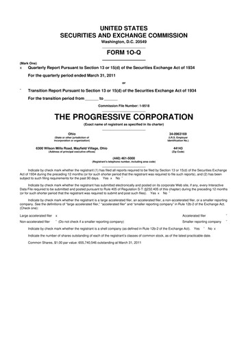 Thumbnail Progressive 10-Q Quarterly Report FY2011 