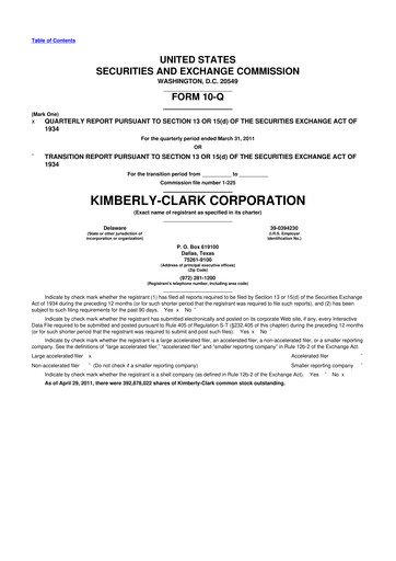 Thumbnail Kimberly-Clark 10-Q Quarterly Report FY2011 